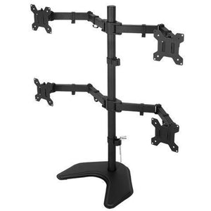 Quad Monitor Desk Stand Mount Full Motion Articulating Arm 4 LCD Computer Displays, 5 Years Warranty (Black) EF004