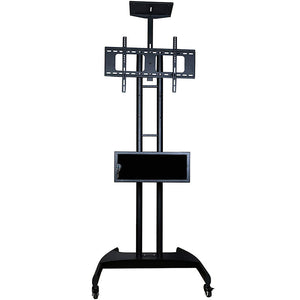 TV Floor Stand on Wheels I Universal Mobile TV Stand with AV Cabinet !Rolling TV Cart for Screens 32 to 65 inches (TMC-E)