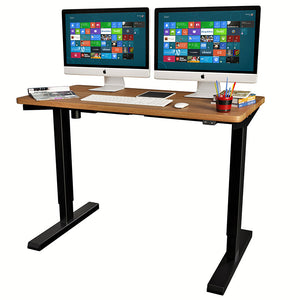 CE Certified Single Motor 2-Stage Electric Height Adjustable Standing Desk Base Sit-Stand Desk Frame with 120 x 60cm Oak Table Top, 3 Years Warranty (RT114)