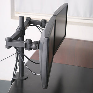Dual LCD LED Monitor Desk Mount Stand Heavy Duty Fully Adjustable Arm fits 2 / Two Screens up to 27", 5 Years Warranty (Model RC2E)