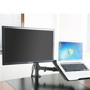 Desktop Dual LCD Laptop Mount Fully Adjustable Single Computer Monitor and Desk Combo Black Stand, 13" to 27" Screens, 5 Years Warranty RCLM