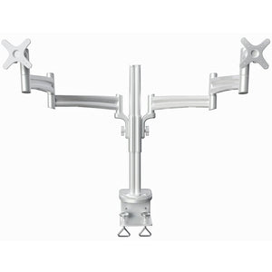 Dual Monitor Desk Mount Stand, Full Motion Compute Monitor Arm Mount for 2 LCD Screens up to 26 Inch, Dual Monitor Stand with C-Clamp, 5 Years Warranty, Silver (RCD-PRM)