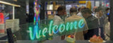 Transparent glass LED signage for shops and showrooms