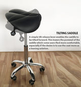 Ergonomic Adjustable Rolling Active Chair, Saddle Seat and AngleAdjustment, Black (R4008)
