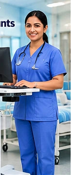 Front-facing nurse in a hospital point-of-care environment